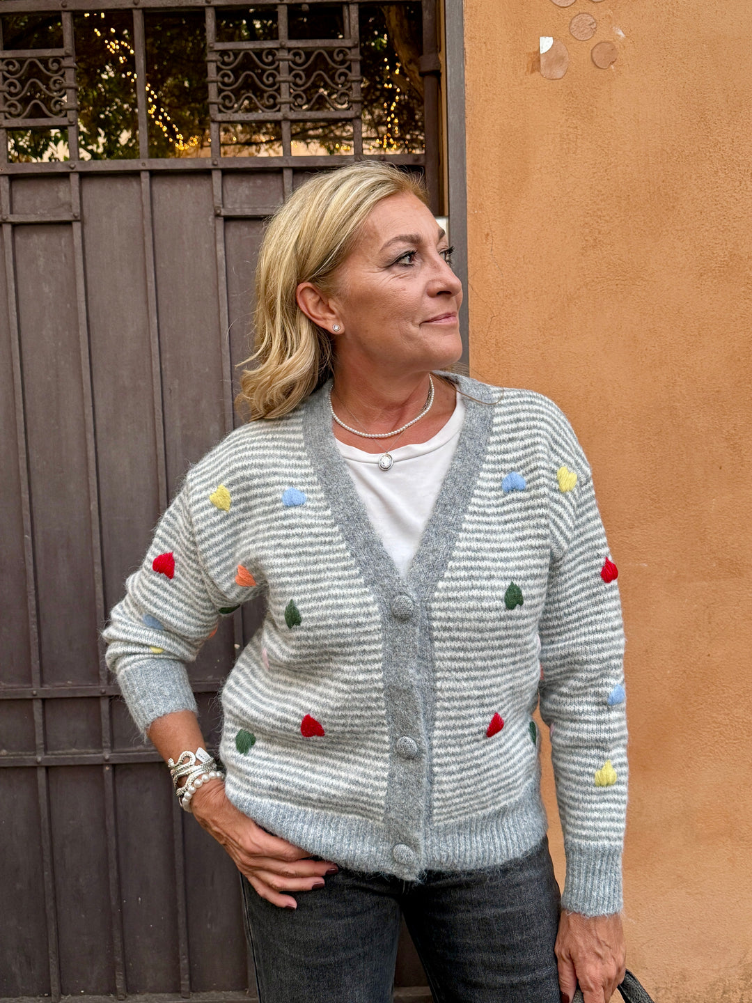 Luxury| Cardigan righe e cuori Milena cod. 7K13