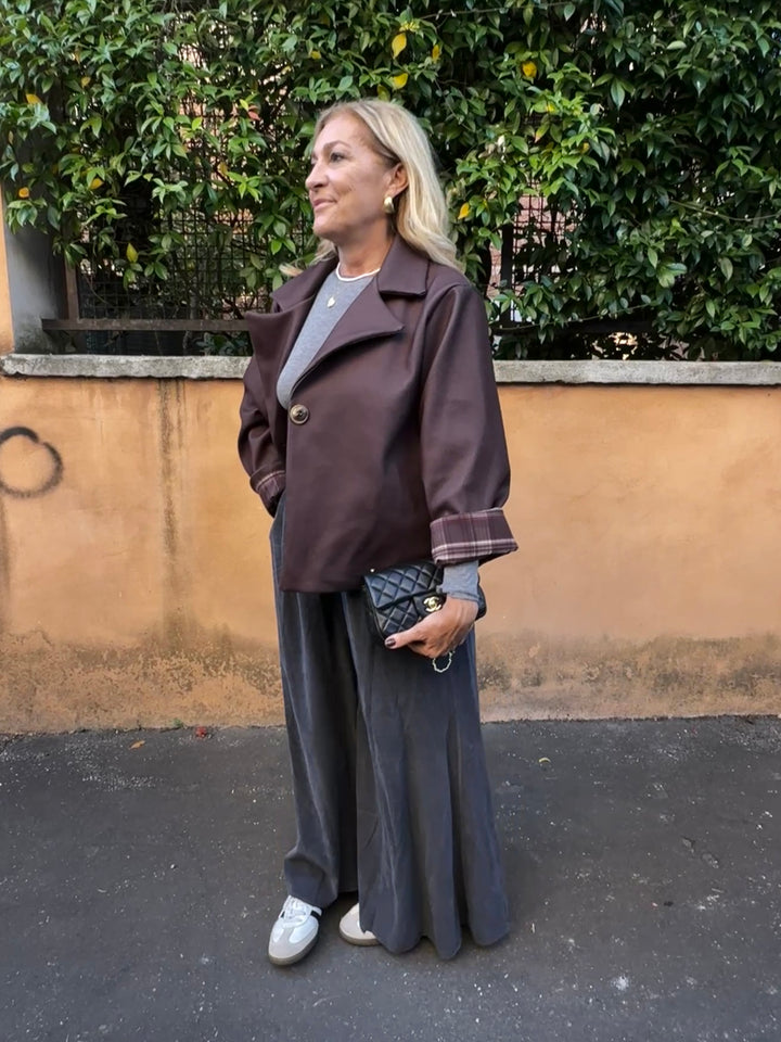 Pantalone palazzo millerighe velluto