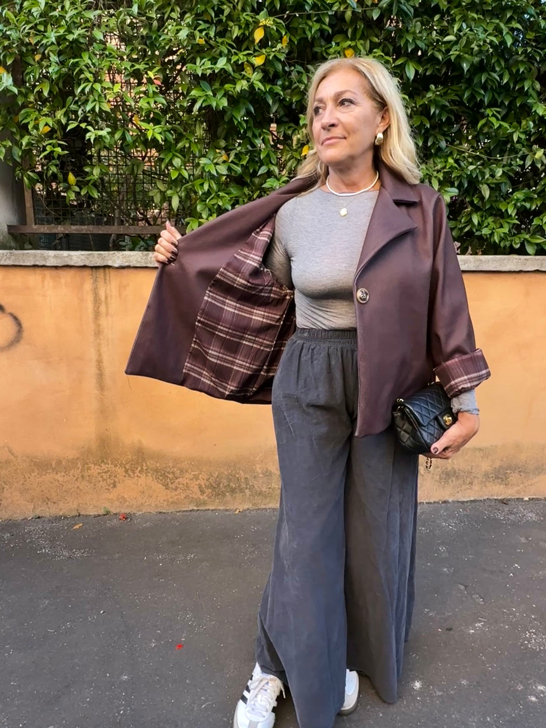 Pantalone palazzo millerighe velluto