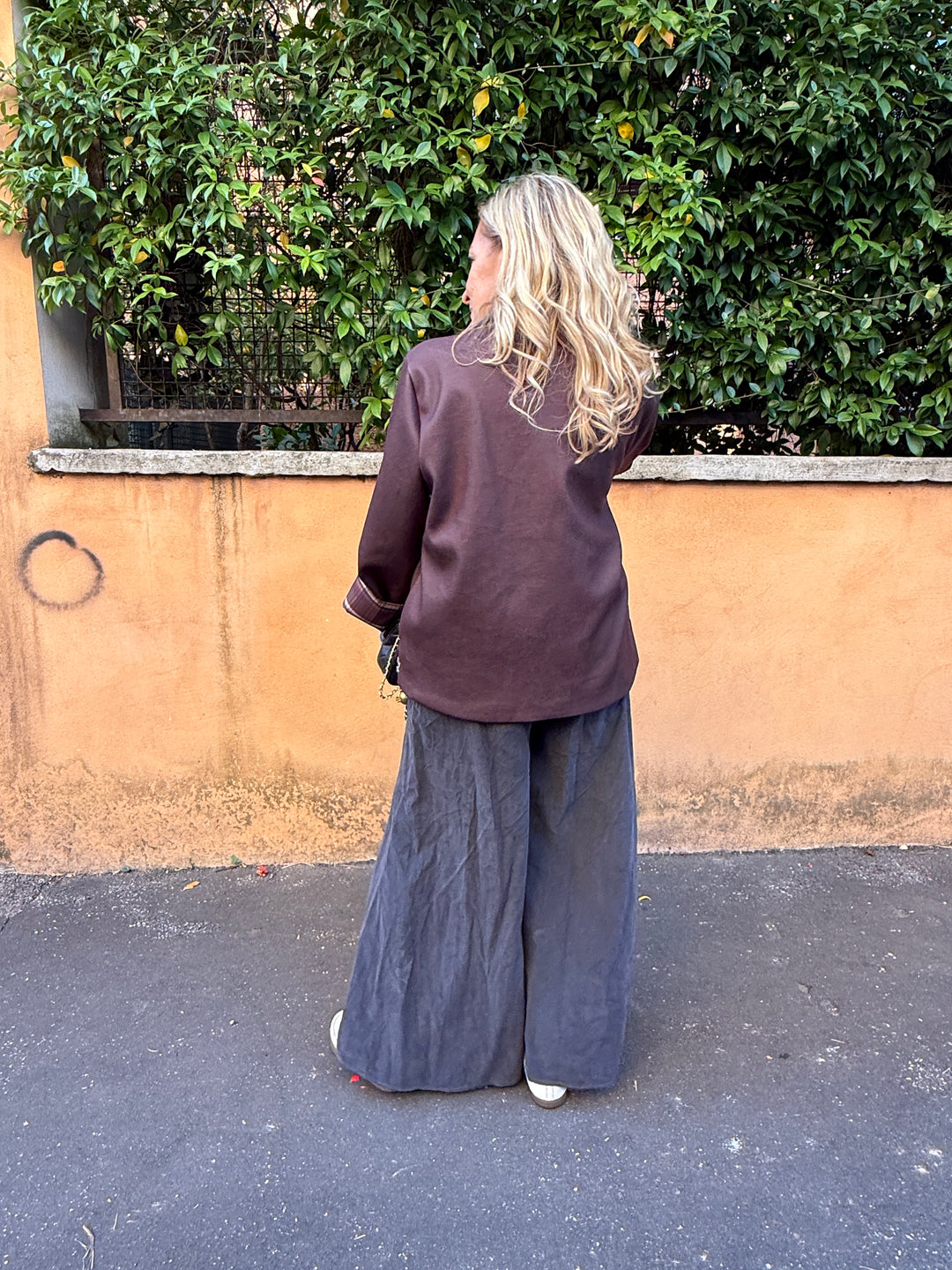 Pantalone palazzo millerighe velluto