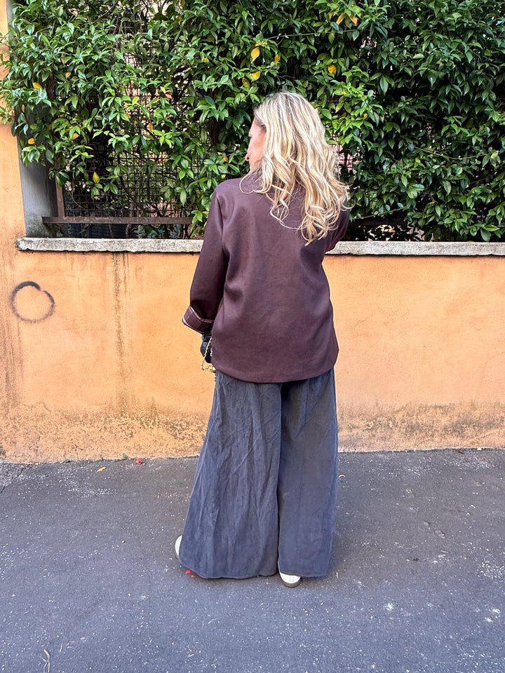 Pantalone palazzo millerighe velluto