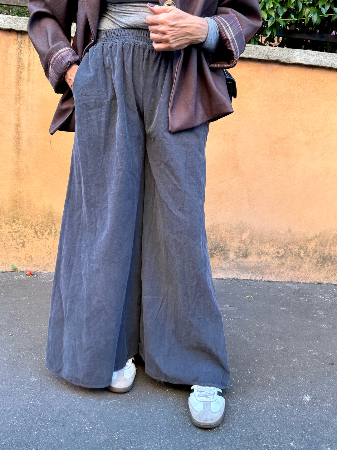 Pantalone palazzo millerighe velluto