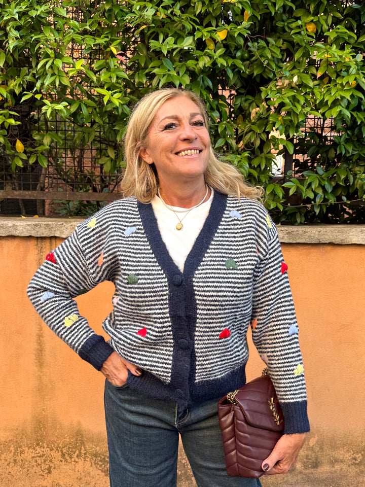Luxury| Cardigan righe e cuori Milena cod. 7K13