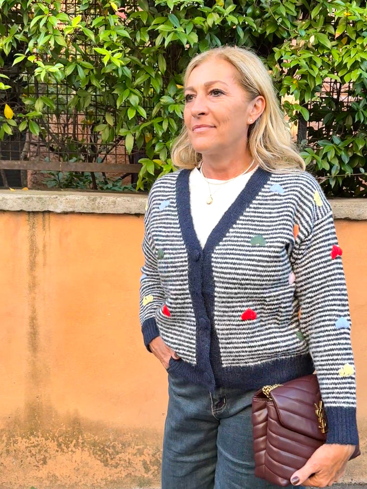 Luxury| Cardigan righe e cuori Milena cod. 7K13