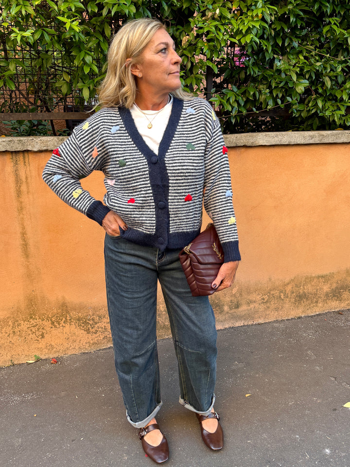 Luxury| Cardigan righe e cuori Milena cod. 7K13