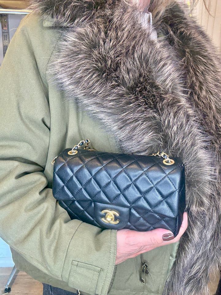 Luxury| Giaccone verde oliva con eco fur Ottavia cod. 9B3-TR8857