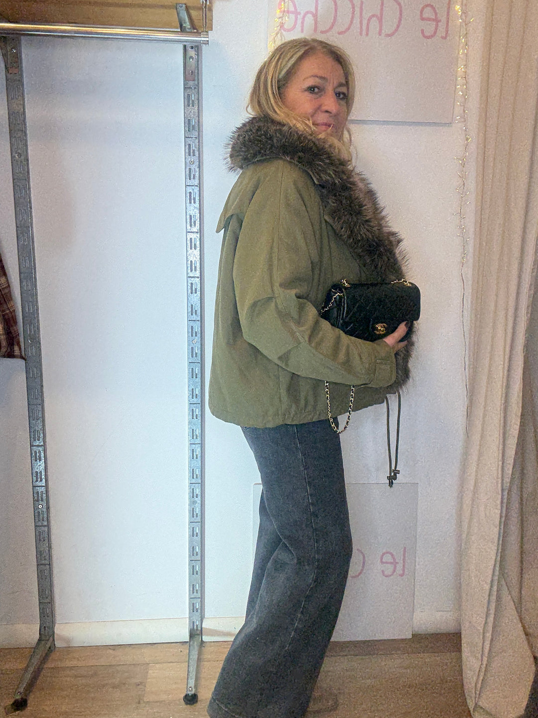 Luxury| Giaccone verde oliva con eco fur Ottavia cod. 9B3-TR8857