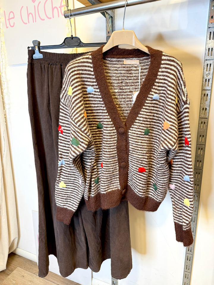 Luxury| Cardigan righe e cuori Milena cod. 7K13
