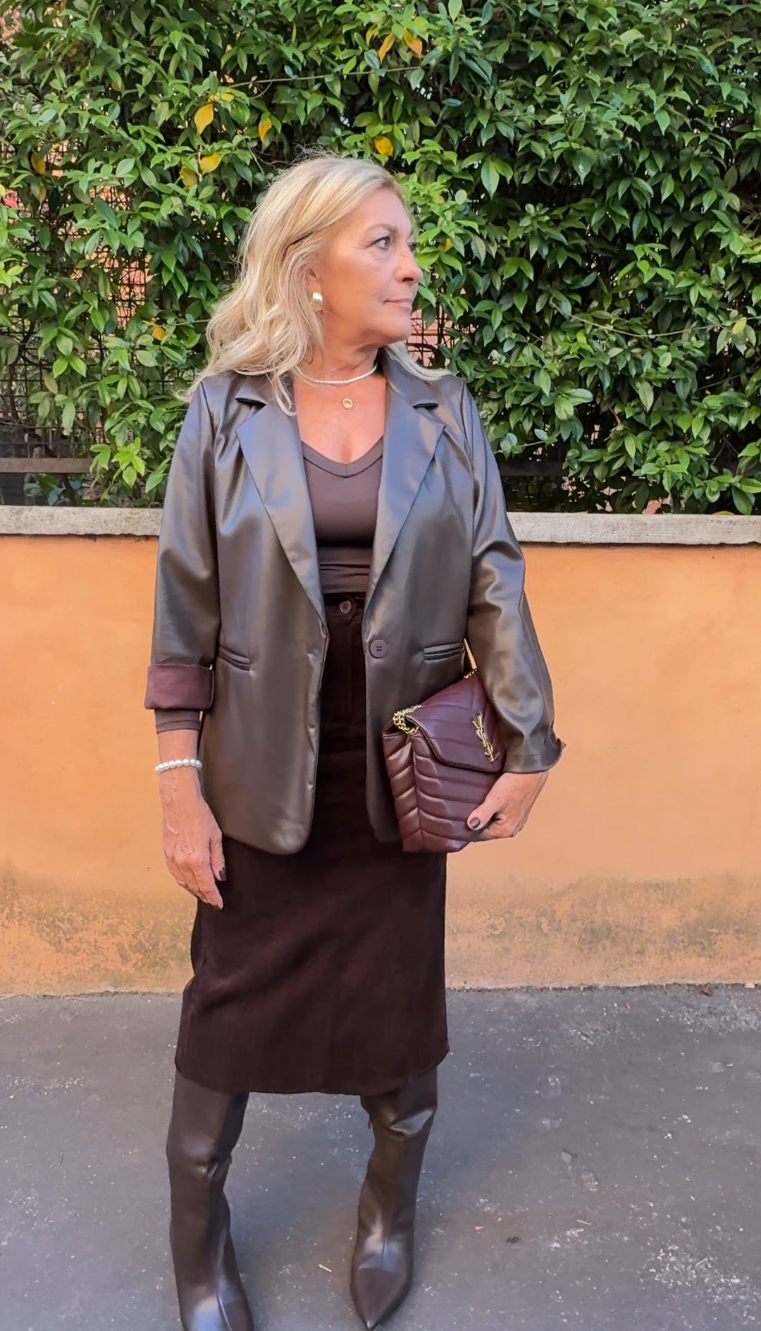 Luxury|25330 Blazer eco pelle marrone