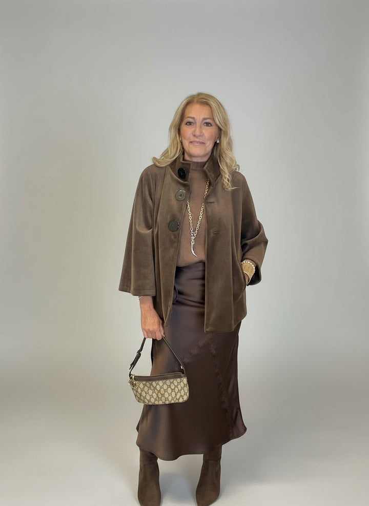 Gonna Midi in raso con pizzo applicato