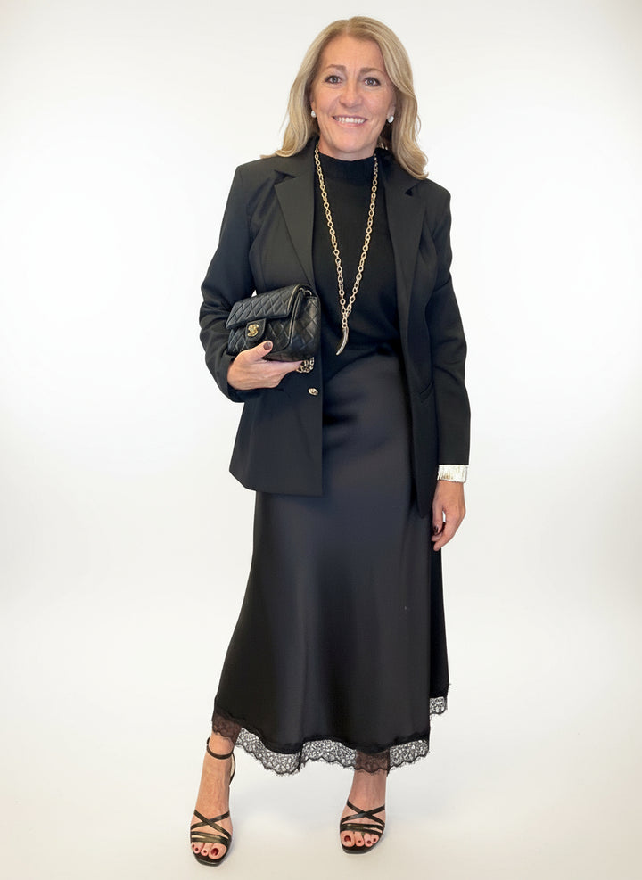 Gonna Midi in raso con pizzo Sandra