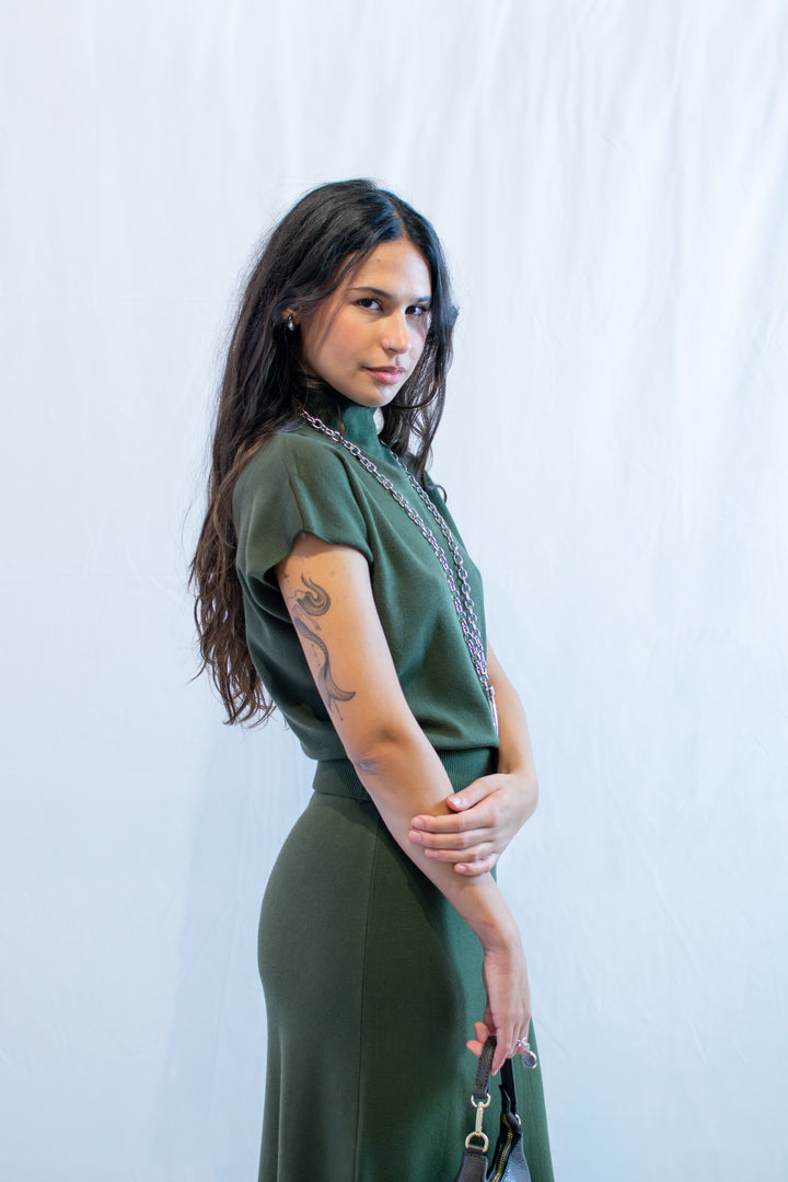 Completo in maglia maniche corte  con gonna 5341