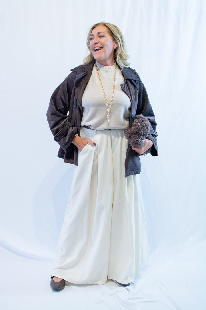 Pantaloni palazzo velluto millerighe