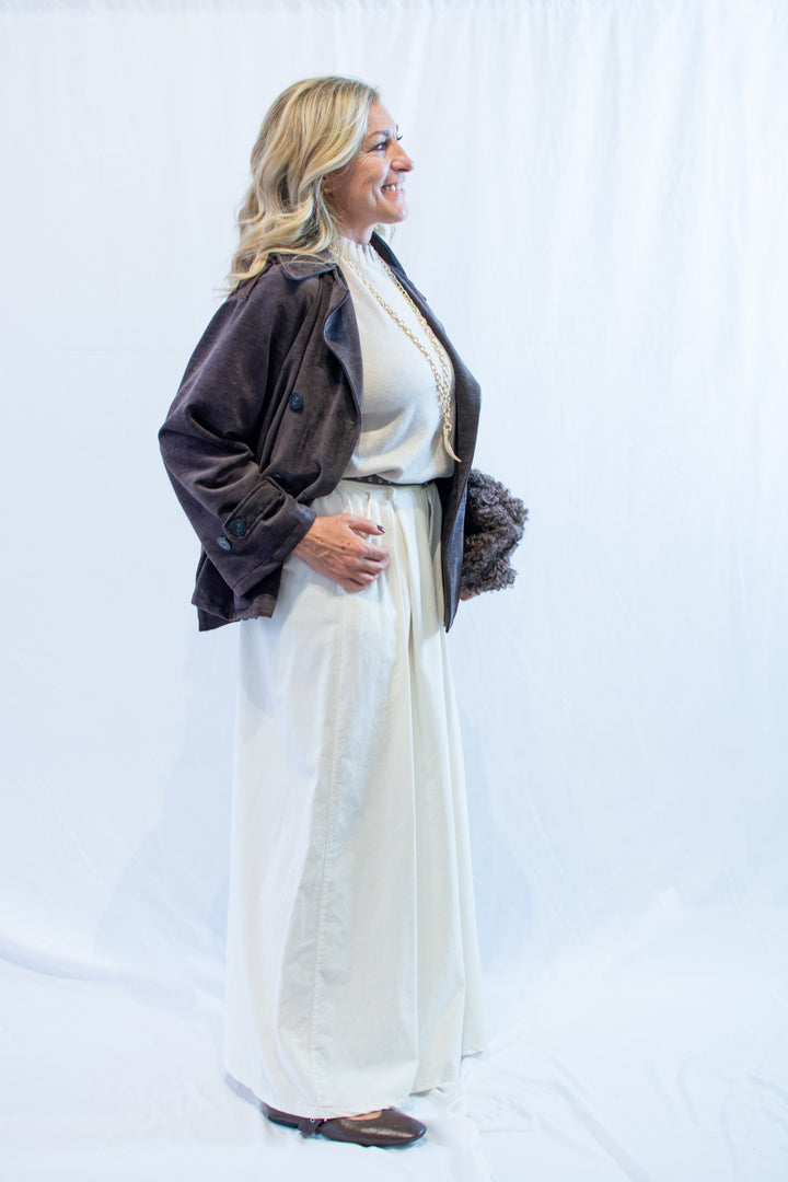 Pantaloni palazzo velluto millerighe