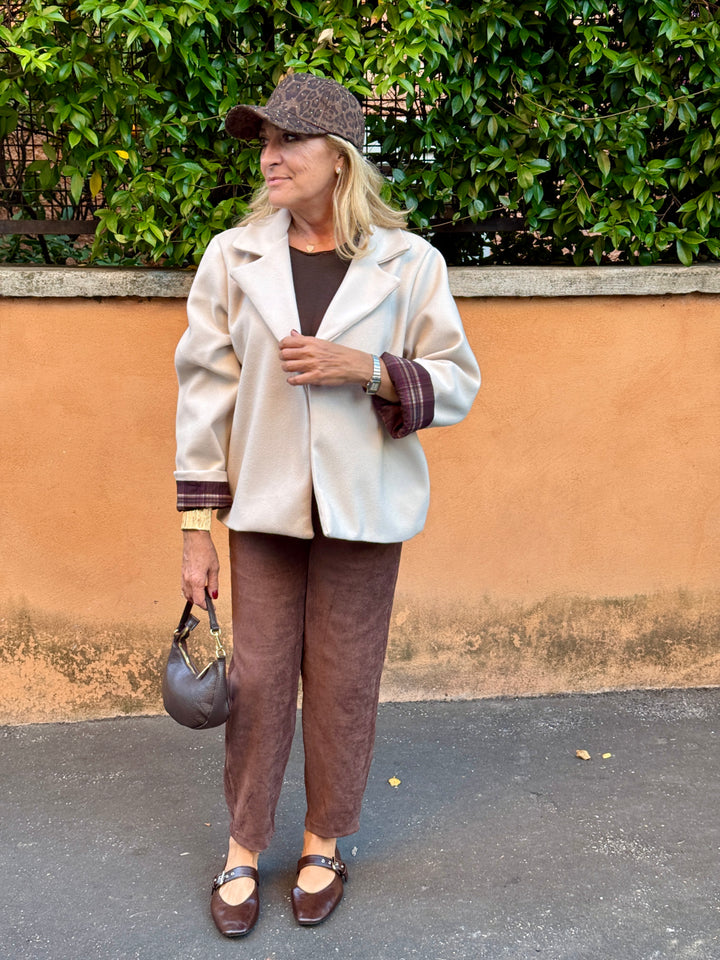 Pantaloni carrot ecocamoscio