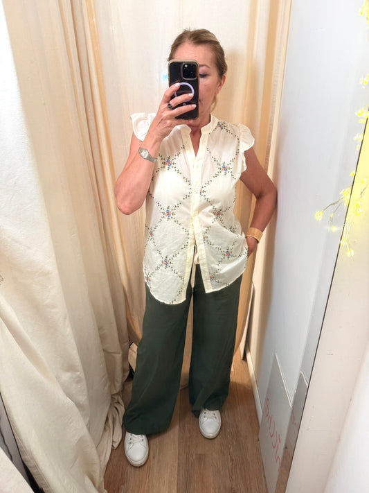 Camicia fiori ricamati
