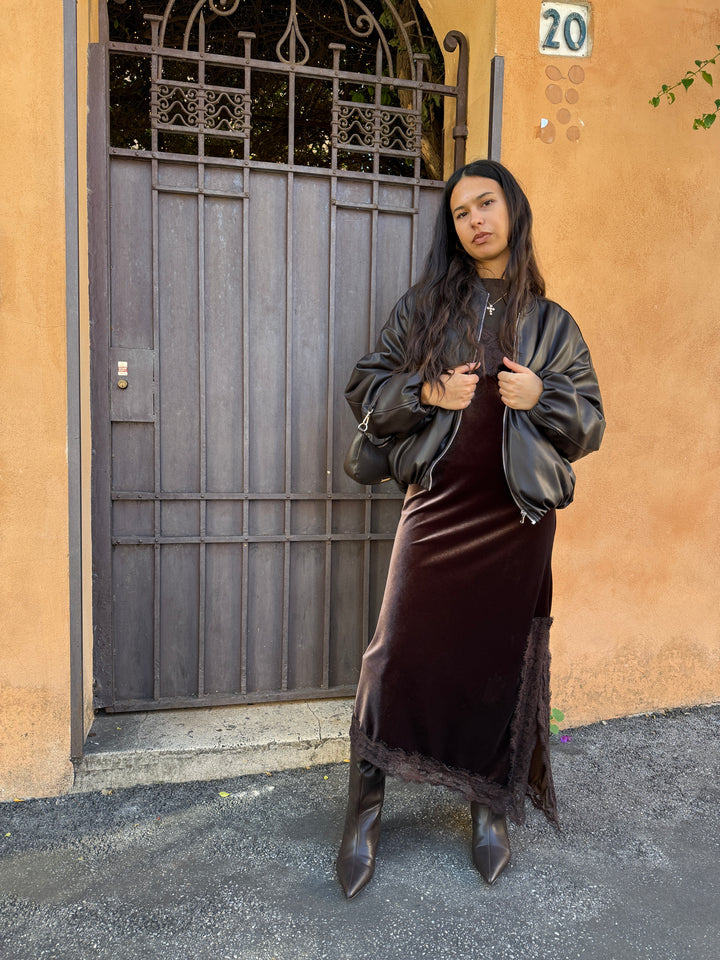 Luxury|Bomber eco pelle marrone