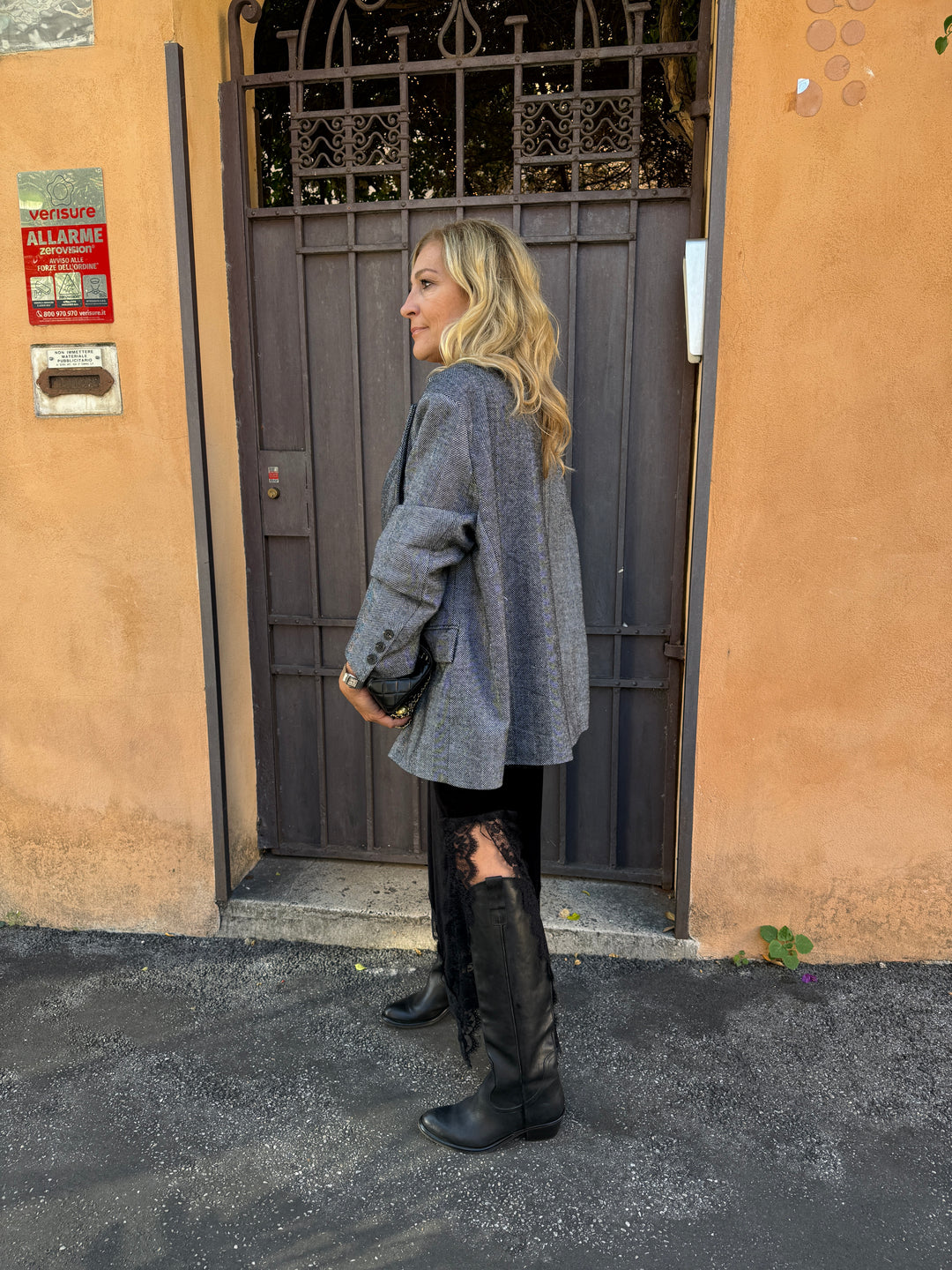 Slip dress in velluto con pizzo