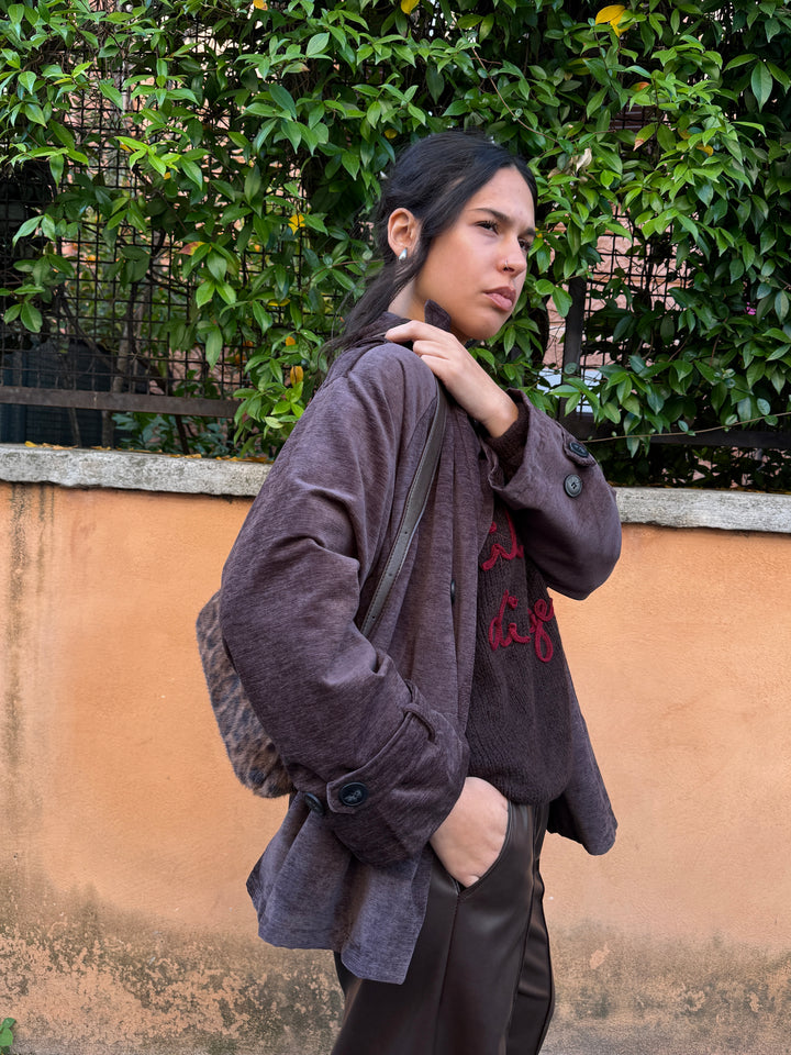 Pantalone eco pelle marrone