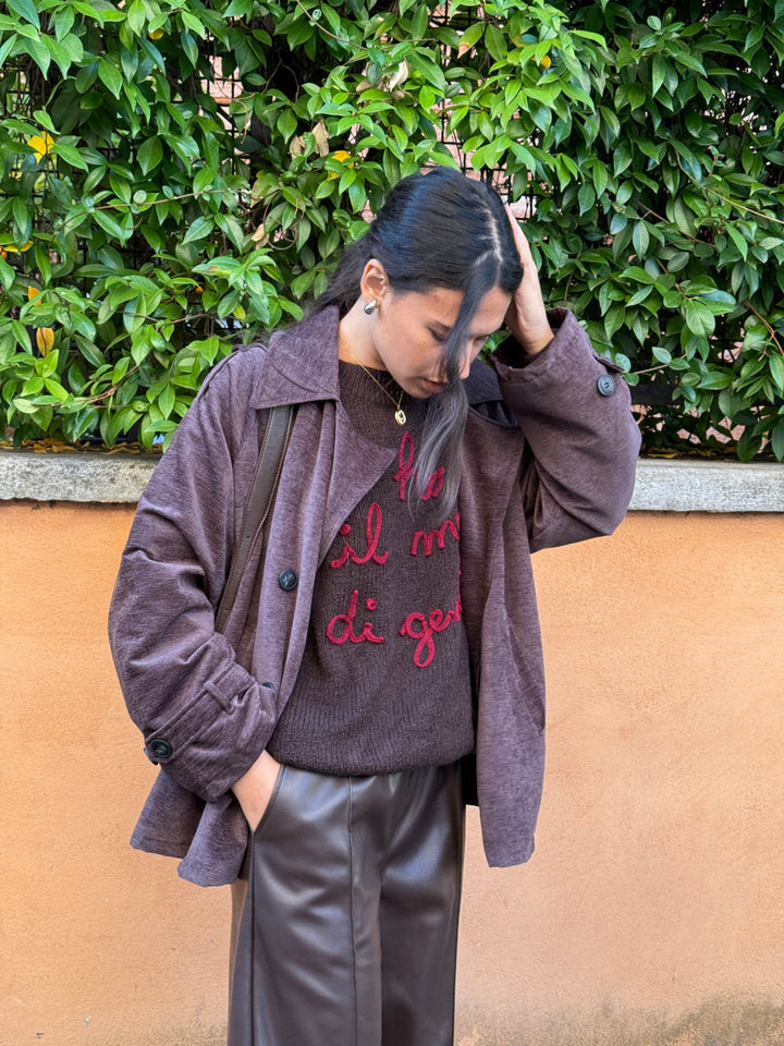 Pantalone eco pelle marrone