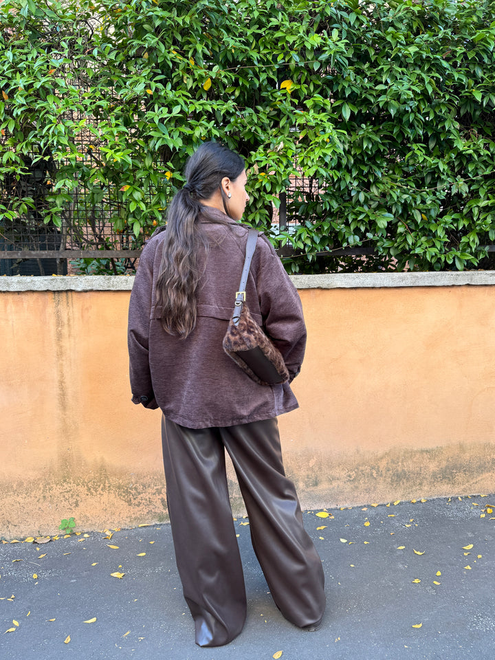 Pantalone eco pelle marrone