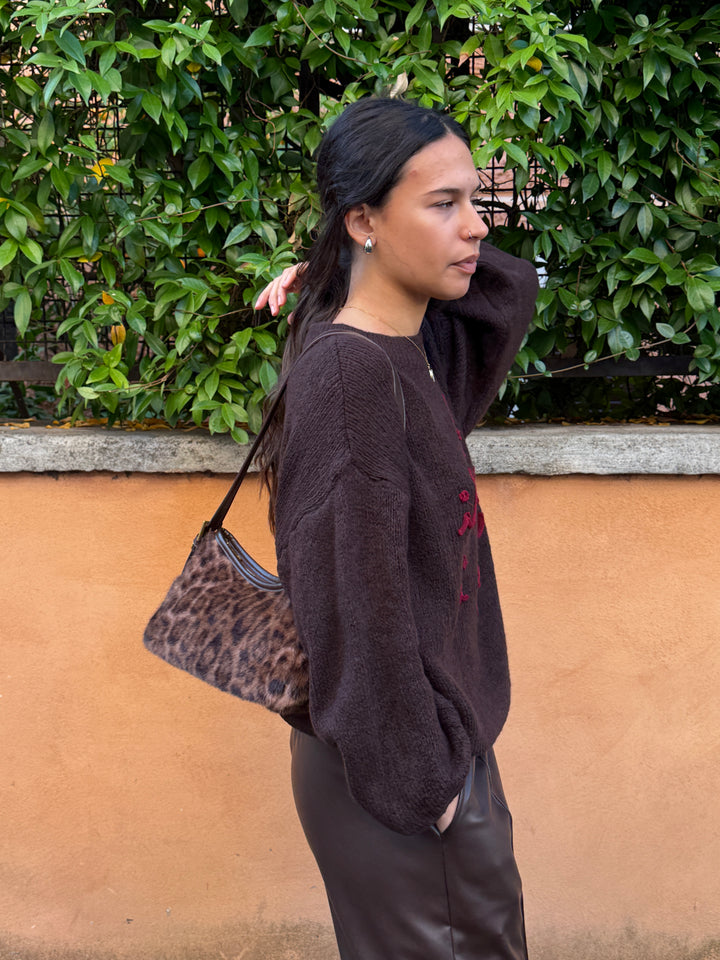 Pantalone eco pelle marrone