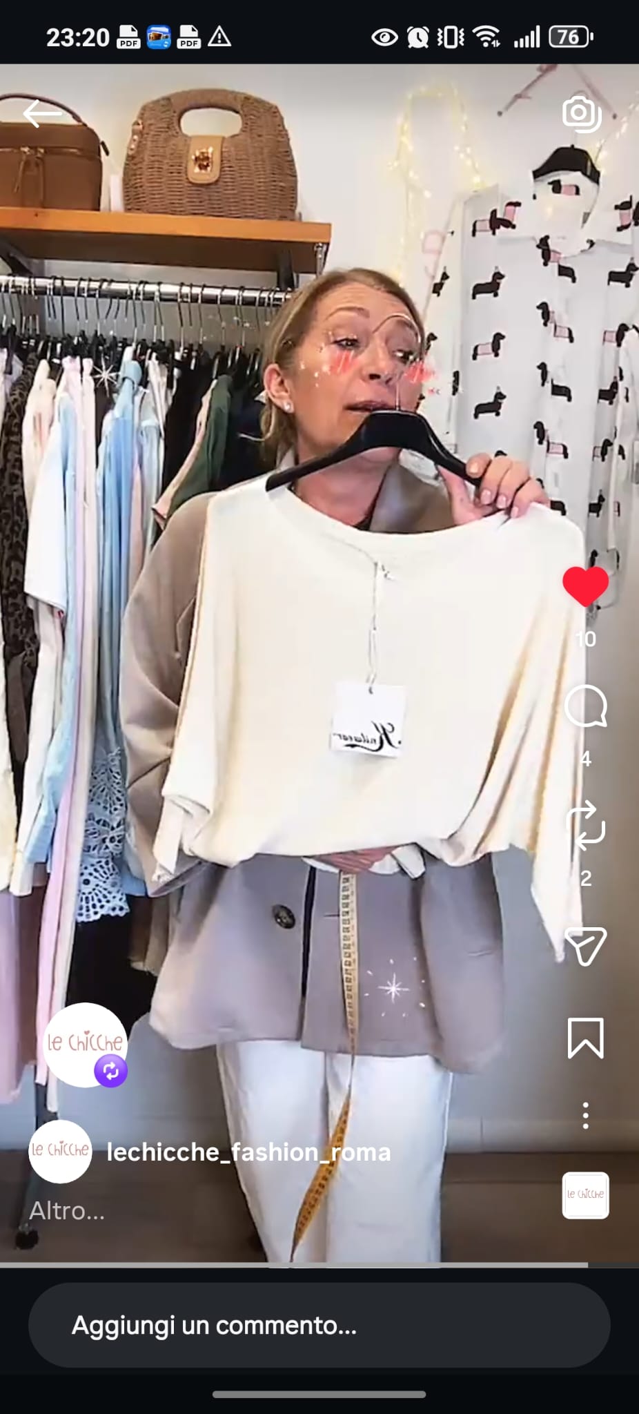 Blusa in filo m/corta