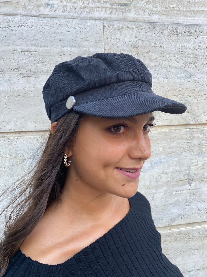 Cappello velluto mille righe