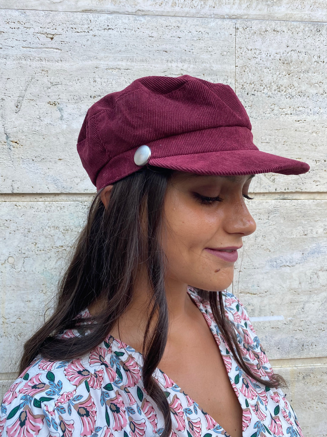 Cappello velluto mille righe