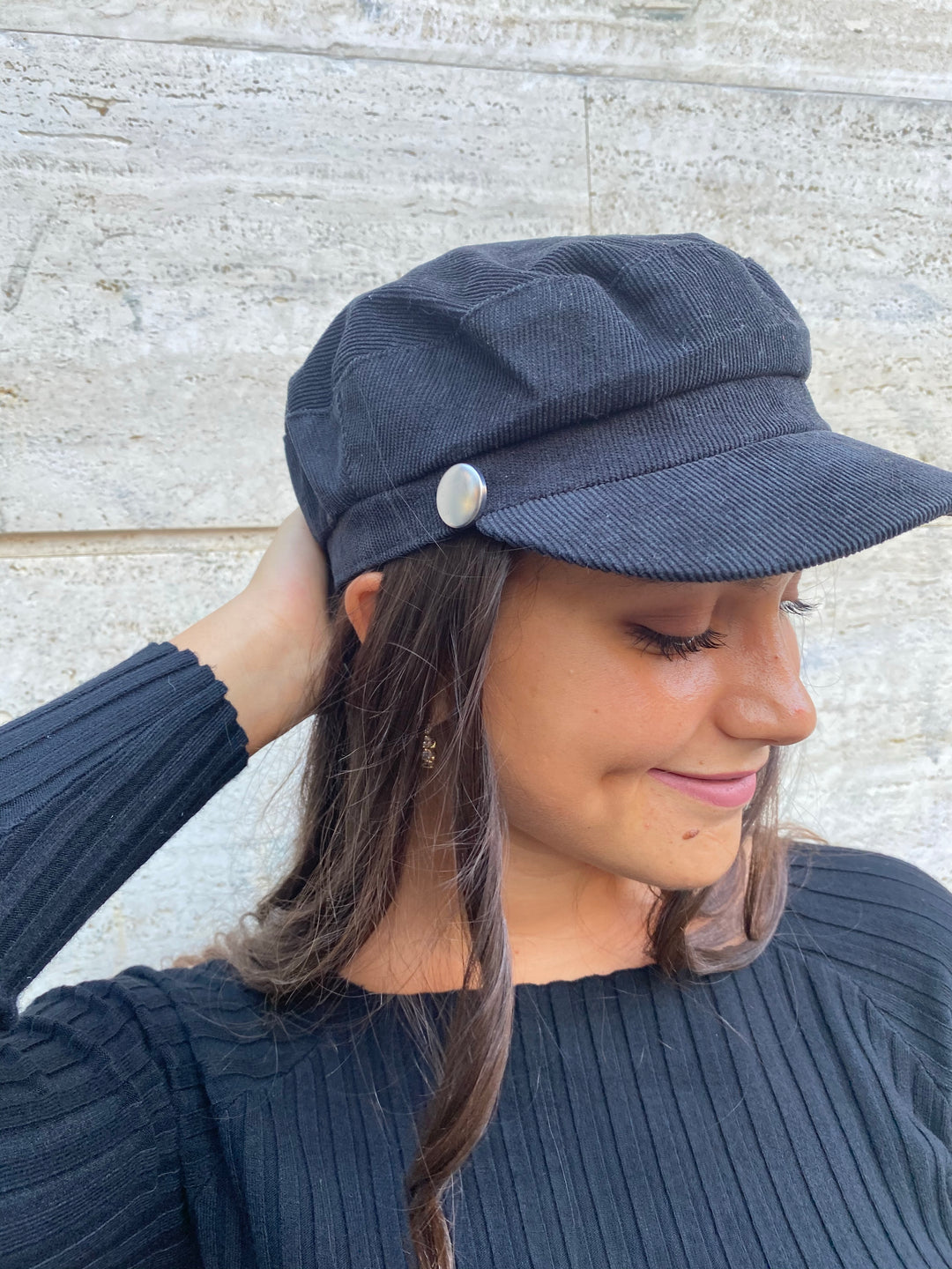 Cappello velluto mille righe